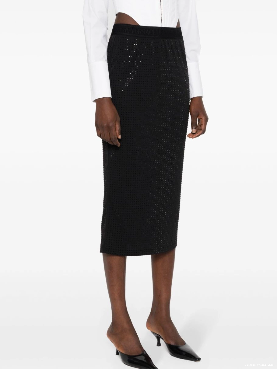 Affordable Women Couture Versace skirt Jeans crystal-embellished midi 0708